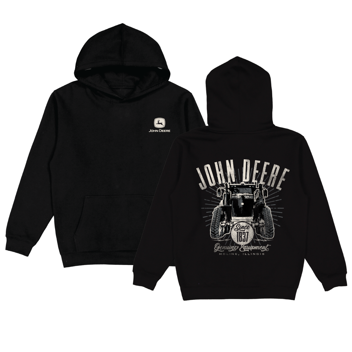 Sweat à capuche noire John Deere MCF02WSSNE